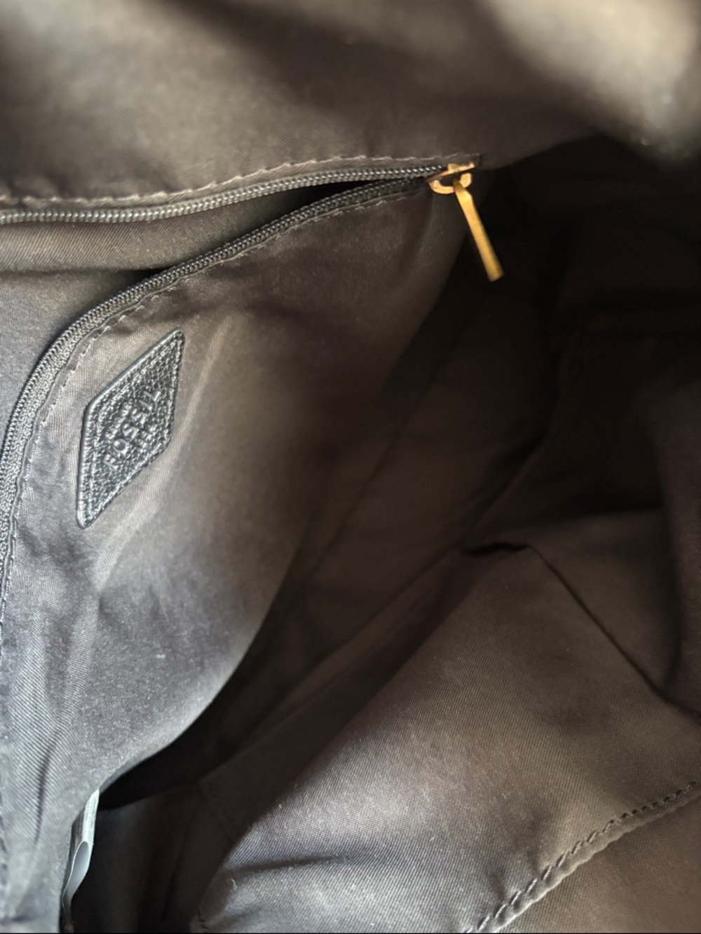 Fossil Black Leather Tote with Gold Accents - Picture 8 of 16